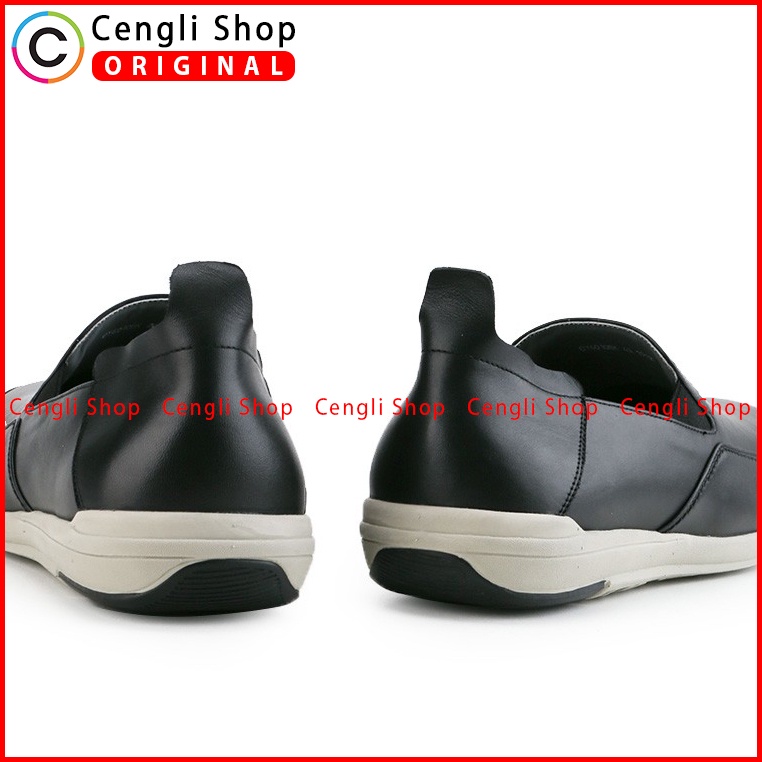 SEPATU OBERMAIN PRIA ORIGINAL SLIP ON CASUAL KULIT TERBARU HITAM OM01