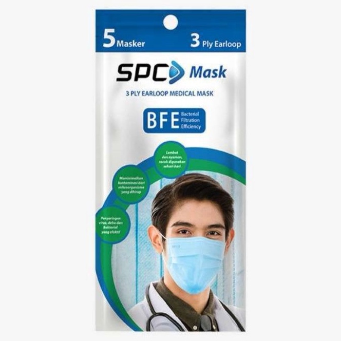 BELI 1 GRATIS 1 masker SPC 3ply Earloop medical mask isi 5pc original 100%