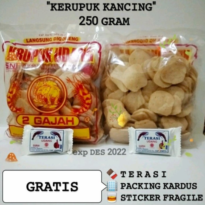 

PROMO Krupuk Udang Cap Dua gajah 1 bal ukuran kancing