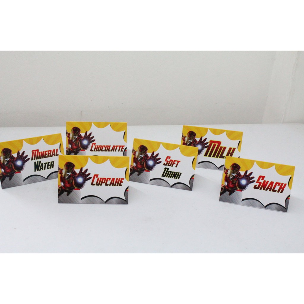 

table taq iron man / label makanan iron man / label untuk makanan custom