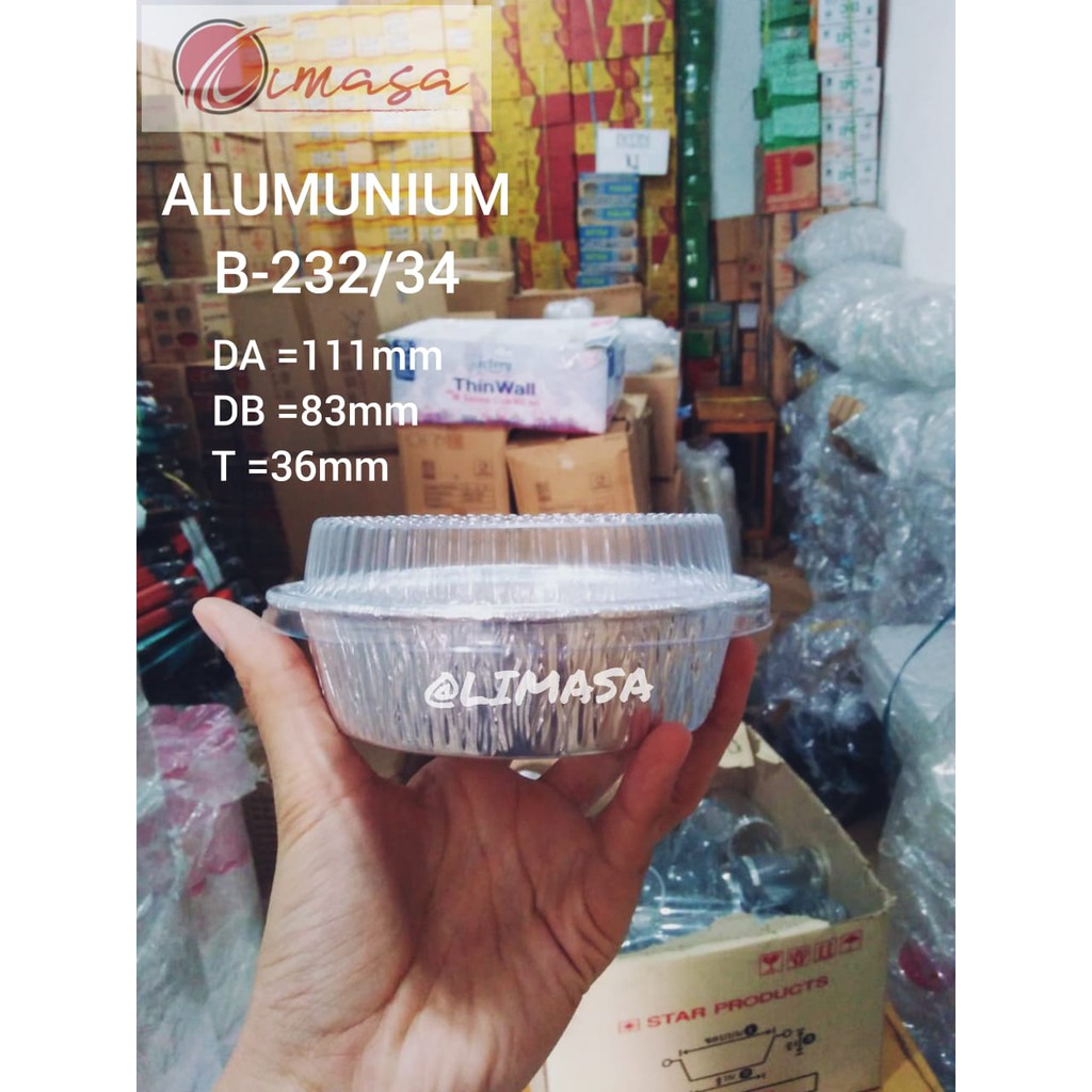 ALUMUNIUM FOIL CUP BULAT 232/34 + TUTUP ISI 20PCS