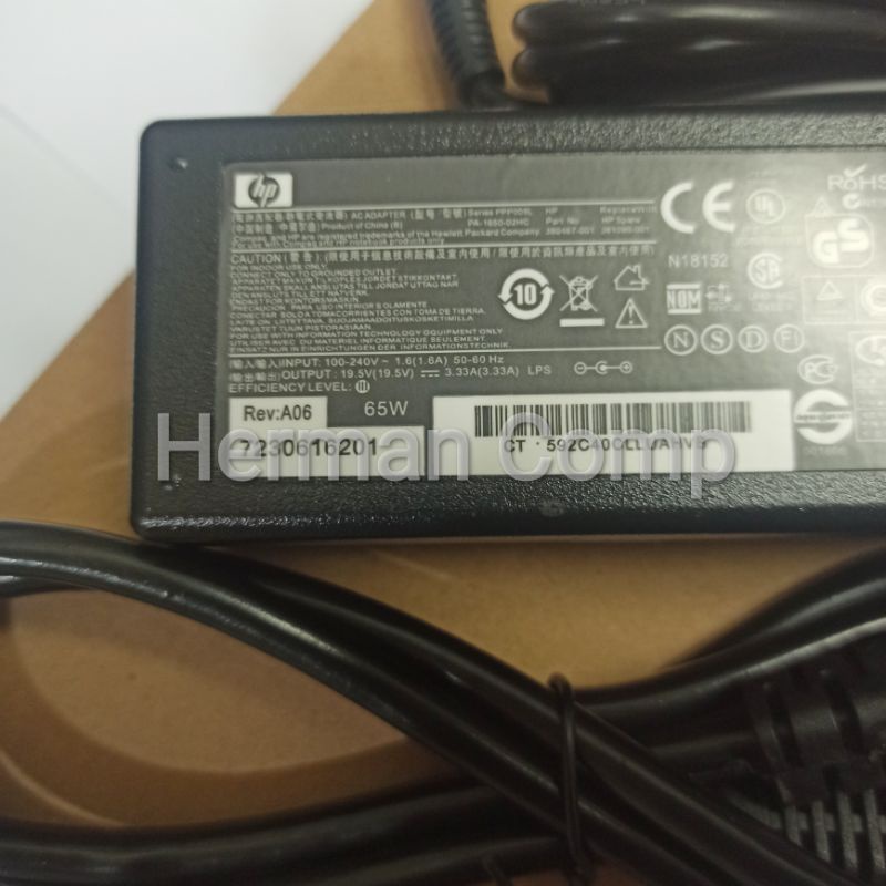 Adaptor Charger HP COMPAQ SleekBook 19.5V 3.33A 65W DC 4.8 X 1.7mm