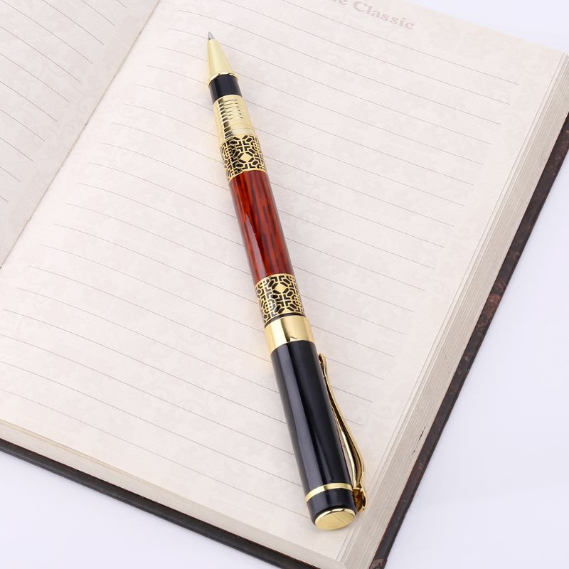 Mary Luxury Metal Ballpoint Pen Imitasi Motif Emboss Rollerball Pen Kantor S