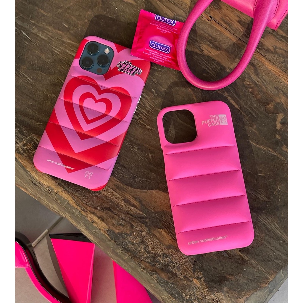 THE PUFFER CASE PINK HEART IPHONE CASE X XS MAX XR 11 12 13 PRO MAX