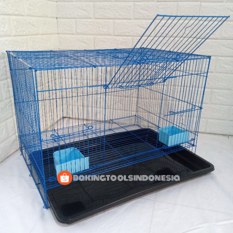 KANDANG KUCING SIZE M MEDIUM FREE 2 TEMPAT MAKAN (48x30x32)