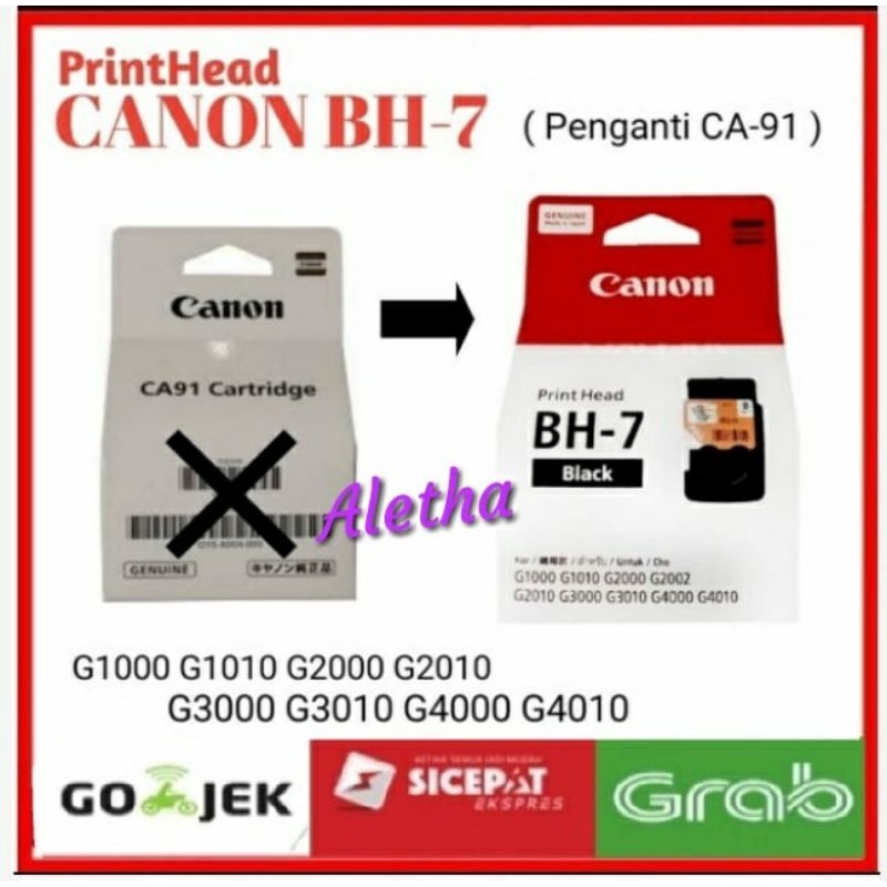 Tinta Printer Cartridge BH7. PRINT HEAD CANON G1000 G1010 G2000 G2010 G3000 G3010 G4000, G4010. Black. BH 7. Original Box.