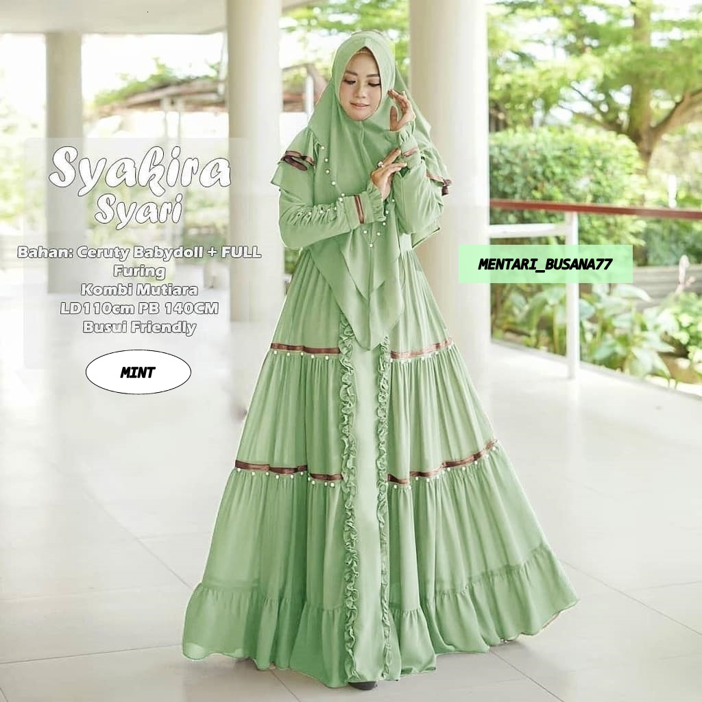 NEW PRODUK !! SYAKIRA Gamis SYARI Set Khimar / Dress Wanita Mewah Elegan / Gamis Syari Free Hijab / Gamis Hijab Busui / Dress Wanita Kondangan / Gamis Syari Free Hijab