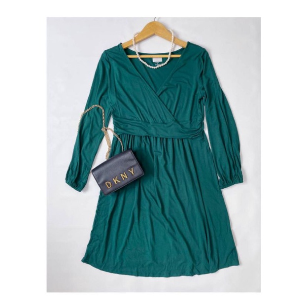 Old navy jade green wrapped jersey longsleeve dres