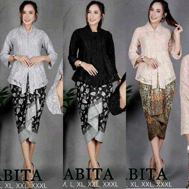 Jual Stelan Kebaya Brukat Floy Rok Lilit / Kebaya Lengan Pendek ...