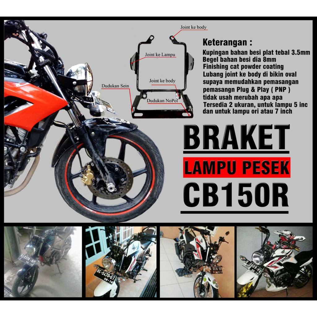 COD Braket Bracket Pesek CB150 R Dudukan Lampu Variasi Cb150 R Breket Cb150r Free Stiker Shopee Indonesia