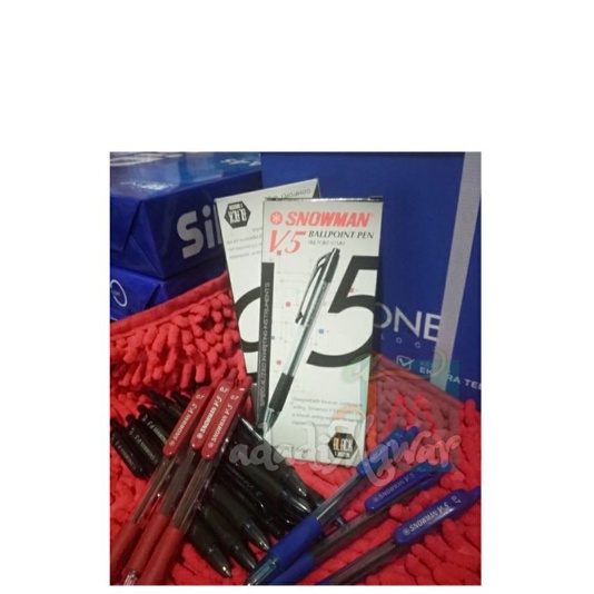 

3buah Bolpen Snowman V5 hitam, biru dan merah