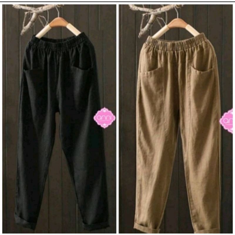 XIO PANTS/CELANA PANJANG WANITA/ LINEN PANTS /BAGGY LINEN