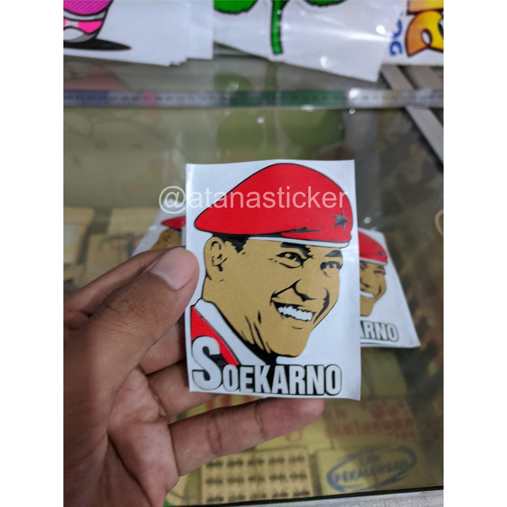 Stiker Cutting Soekarno Baret Merah 6x8,5cm Nyala Reflective Scotlite Fosfor