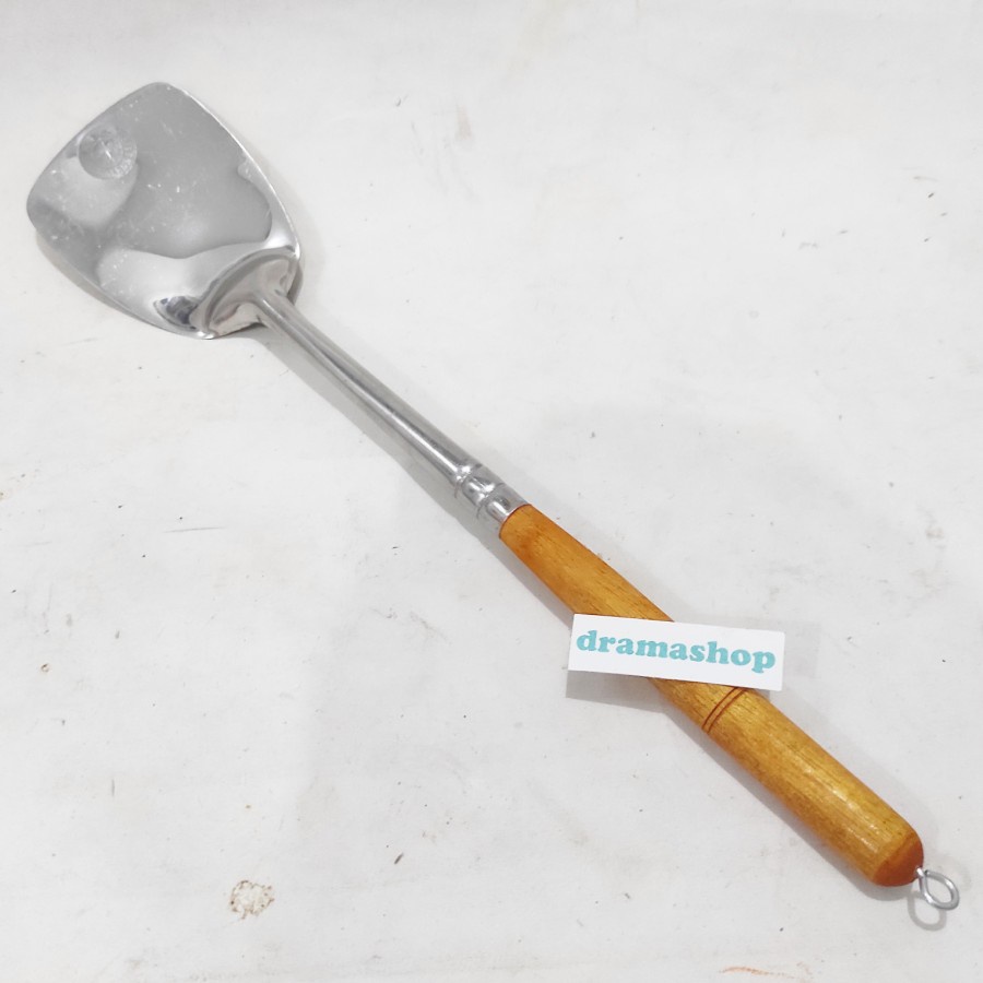 Sendok Goreng Sutil Sodet Spatula Stainless gagang kayu dramashop