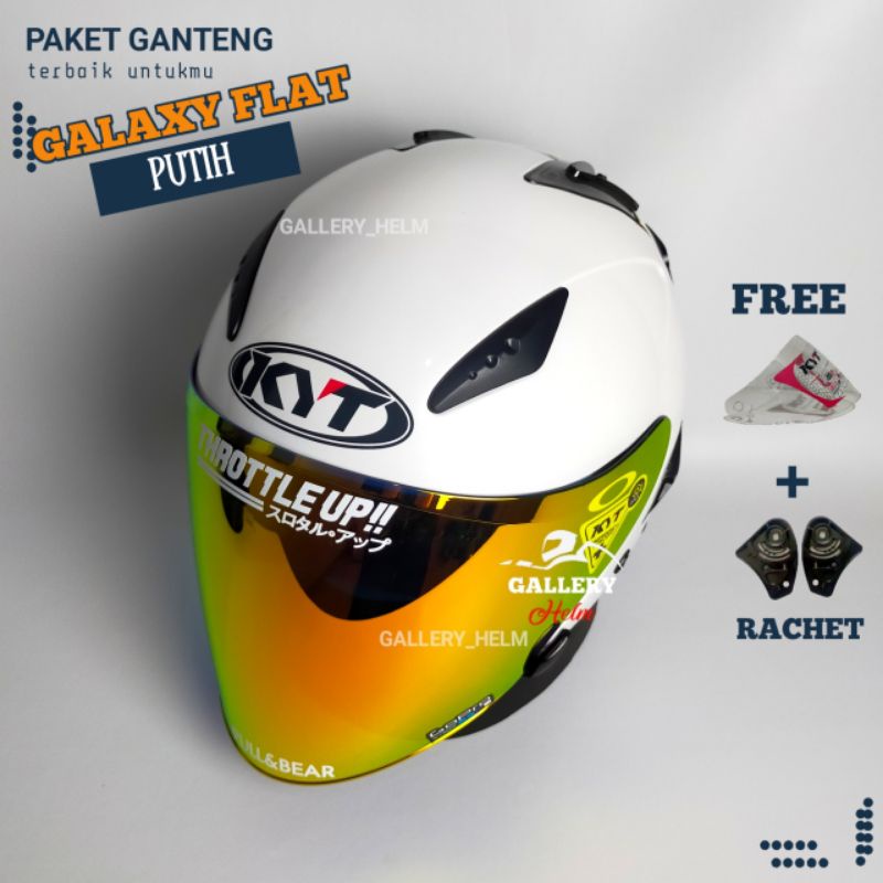 HELM KYT GALAXY FLAT R PUTIH | PAKET GANTENG VISOR VENOM-Red+vsr+rch