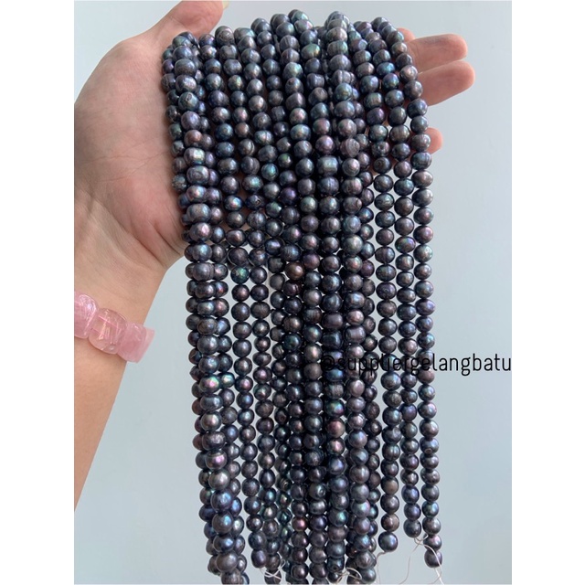 Mutiara Air Tawar Barok BLACK DIAMOND 6 x 10mm Bulat baroq pearl HITAM