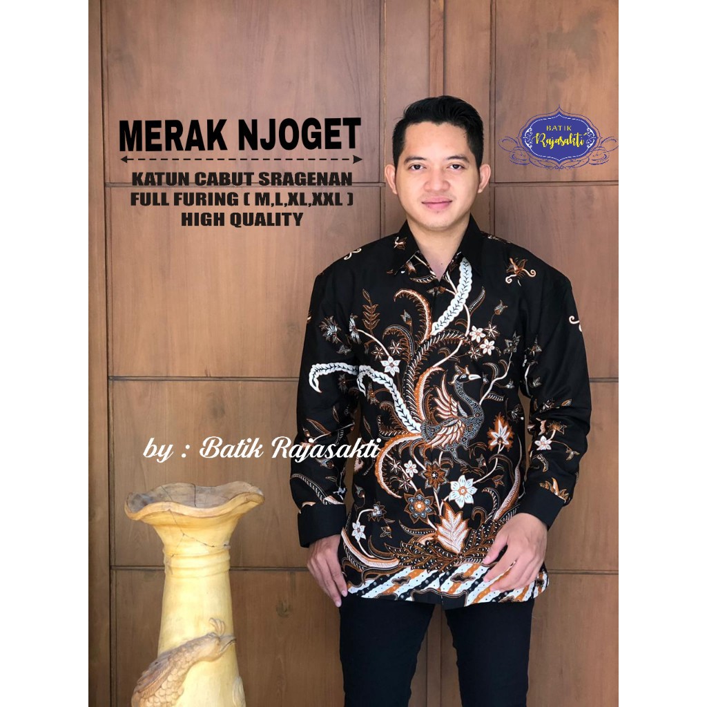 MERAK NJOGET Kemeja Batik Pria Lengan Panjang Katun Halus FULL FURING Rajasakti