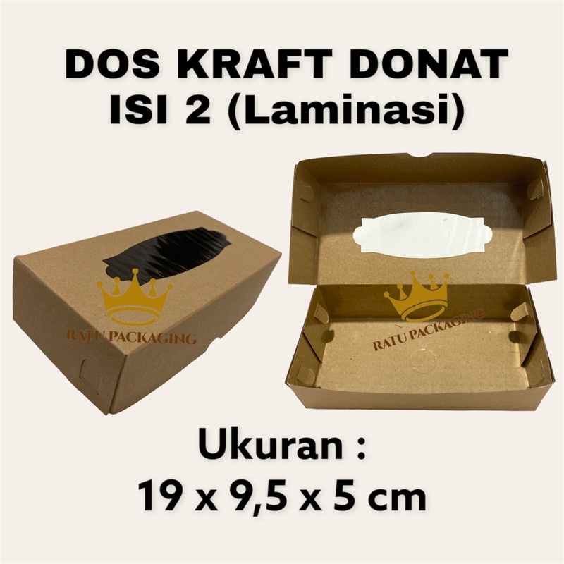 

RATU | Dos KRAFT DONAT D2 LAMINASI ISI 2 Box Kardus Dus Kue Donat Kraft