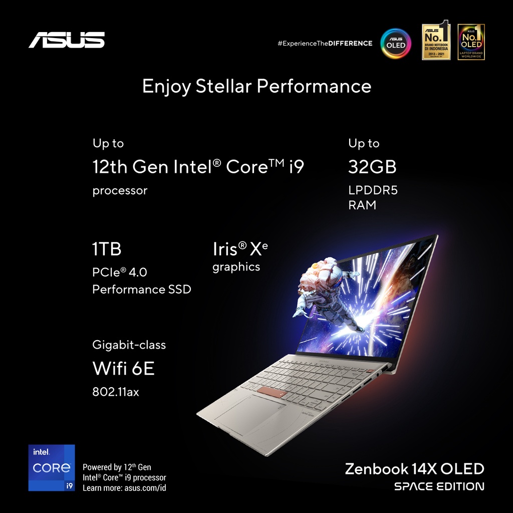 ASUS ZENBOOK 14X OLED SPACE EDITION UX5401ZAS - i9-12900H - 32GB - 1TB SSD - 14&quot;4K OLED - WIN11 - OFFICE HOME STUDENT