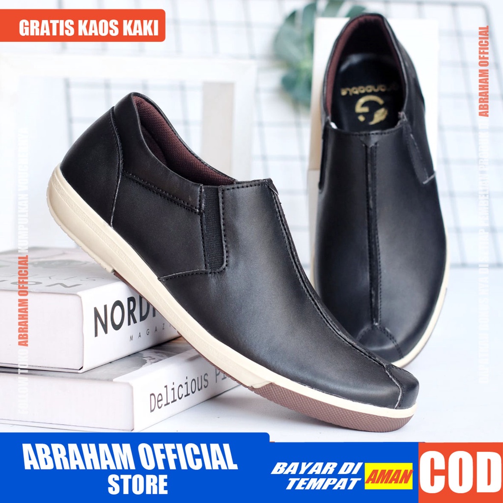 ABRHM x SANPLAT Sepatu Pria Casual Formal Kulit Asli Sepatu Kerja Pantofel Kondangan Cowok / Cowo Anti Slip