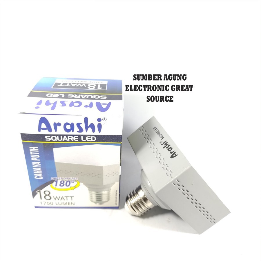 Lampu LED Kotak 18W Arashi Square Lamp Rotate Berputar Cahaya Putih