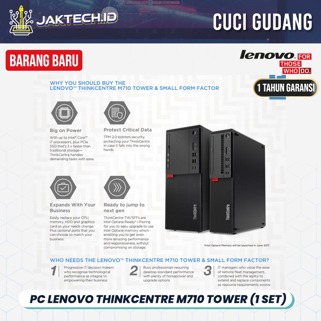 PC Lenovo M710 Tower (1 Set) Core i5 8GB HDD 1TB WIN10 [CUCI GUDANG]