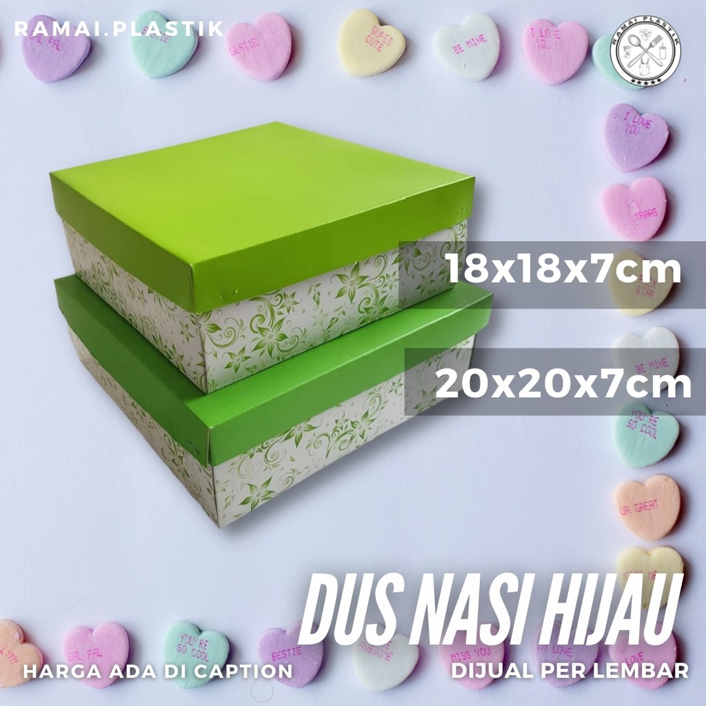 

Dus nasi uk 18x18cm motif batik hijau