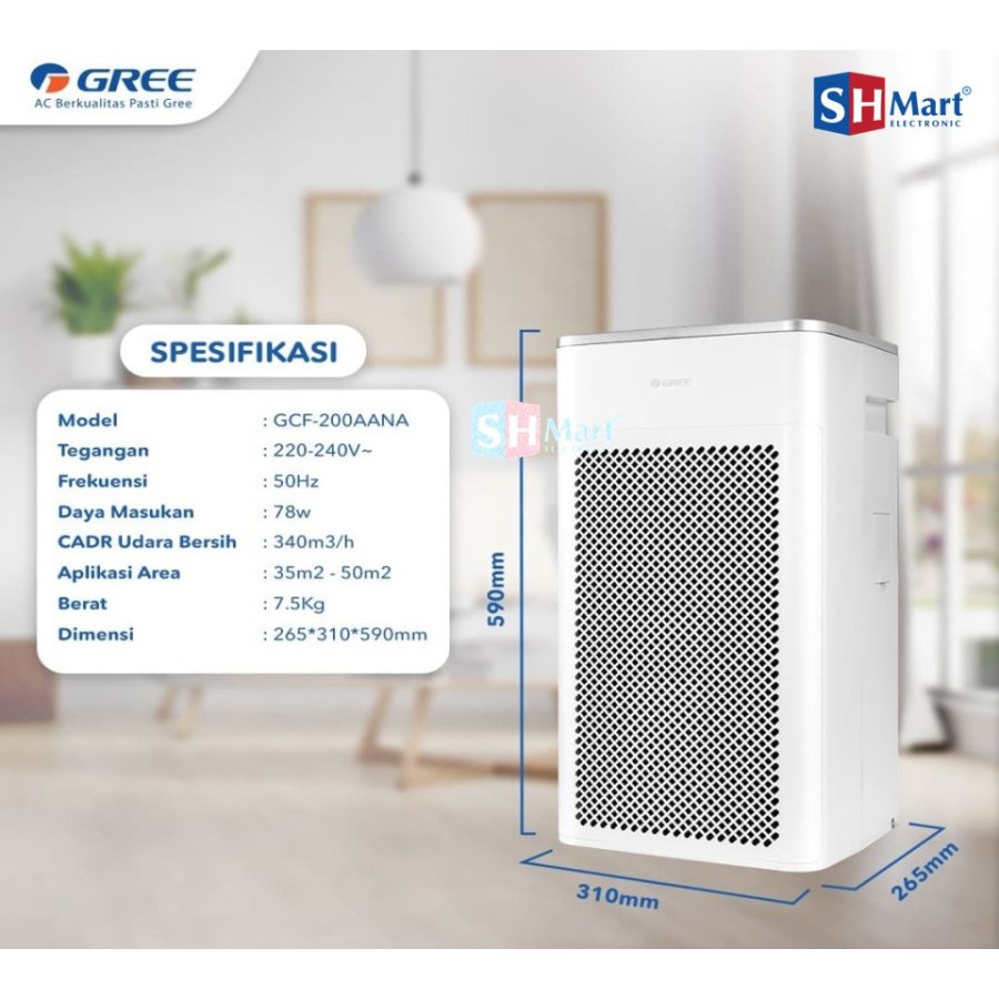 AIR PURIFIER GREE UV ANTI VIRUS KILLER ION PLASMA GFC200AANA (MEDAN)