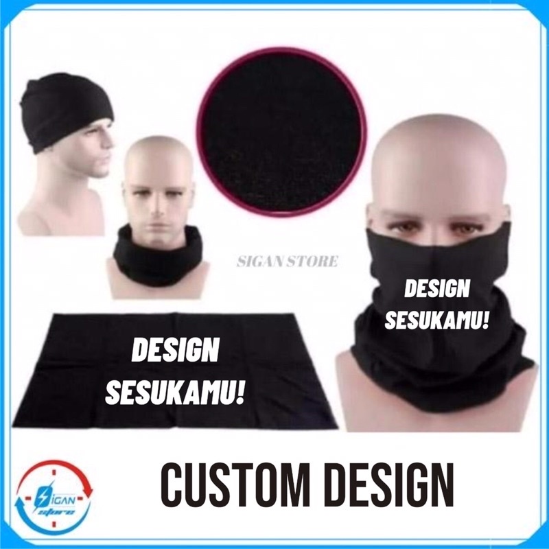 Masker Bandana Hitam - CUSTOM DESIGN