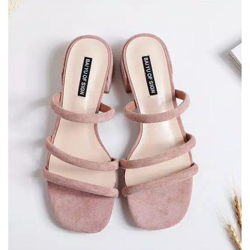 Diskon Gila bombastis cuci gudang Nadya Sandal Heels Wanita / BIGHEELS dengan tinggi hak 3cm