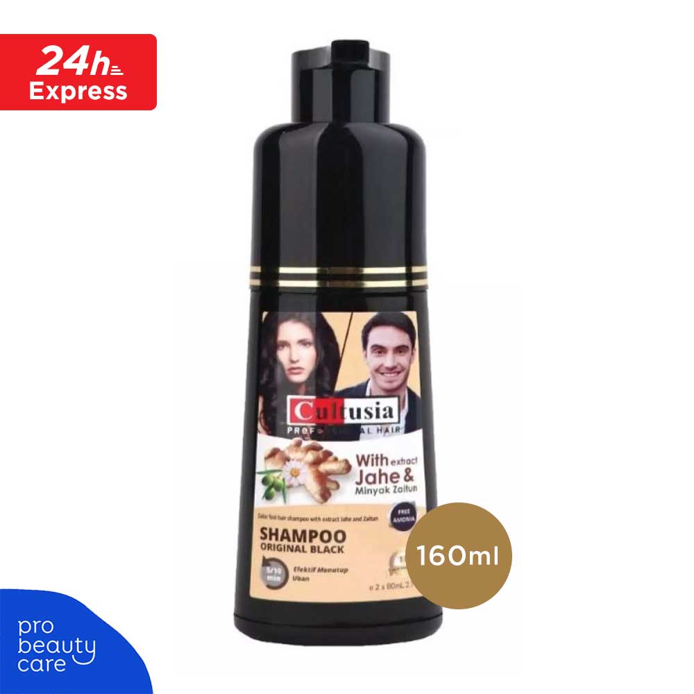 Cultusia - Coloring Shampoo Original Black dengan Ekstrak Jahe &amp; Minyak Zaitun (160 ml)