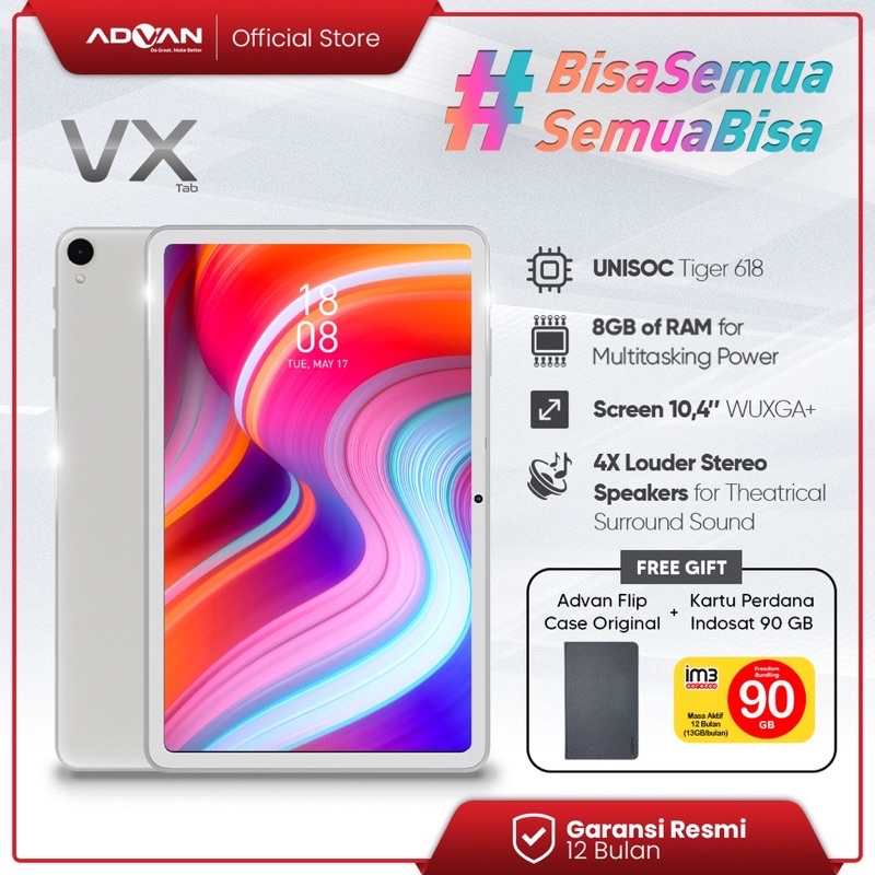 Advan Tab VX 8GB / 128GB 10,4 inch Tiger T618 Android 11 Garansi Resmi