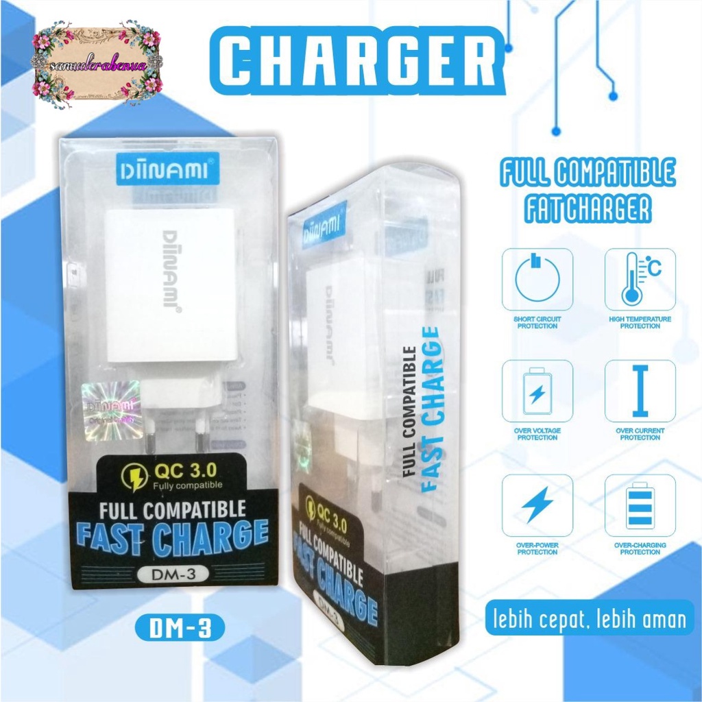 BM101 ADAPTOR BATOK CHARGER DIINAMI DM-3 3USB PORTS QUALCOM android &amp; iPhone garansi 1tahun SB2585