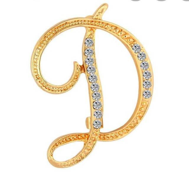 Pin Bros Bross Peniti Tuspin Jilbab Hijab Kerudung Huruf Alfabet Inisial Gold Emas Kuning Permata Diamond Aksesoris Aksessoris Asesoris Acesoris Acsesoris Accesoris Fashion Tambahan Bross Bros Jilbab Hijab Kerudung Wanita  Perempuan Cewe Cewek Murah-3