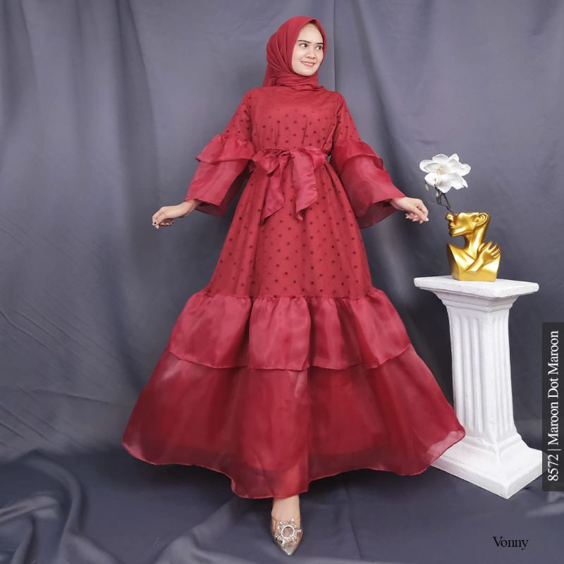 Ready  Vonny Dress by Mk  Dress organza polkadot import