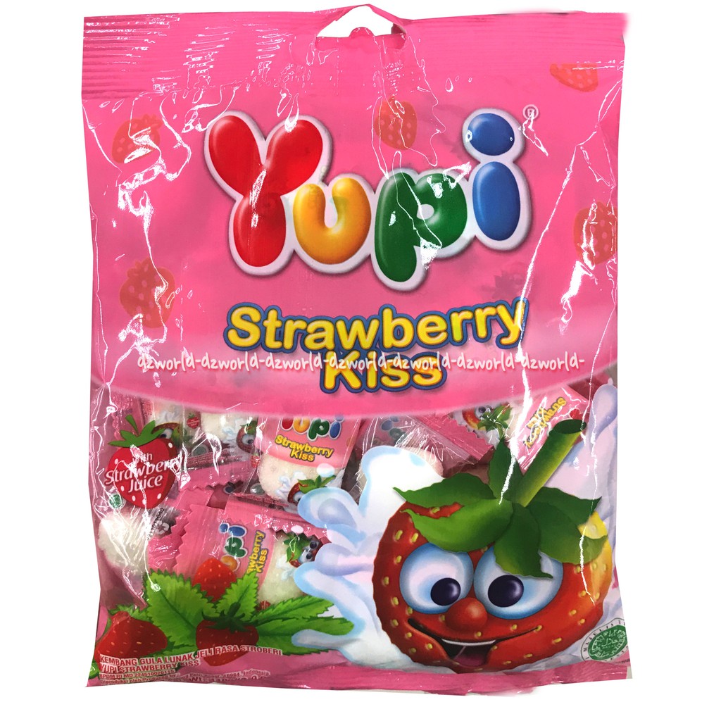 Yupi Strawberri Kiss 110gr Kembang Gula Lunak Jelly Permen Rasa Strawberi Yuppi Jeli Candy