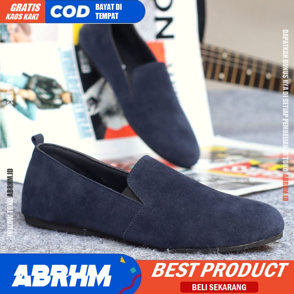 ABRHM X CHORD Sepatu Slip On Pria Sepatu Casual Pria Kulit PU AntiSlip Cowok/Cowo Sepatu Pria Casual