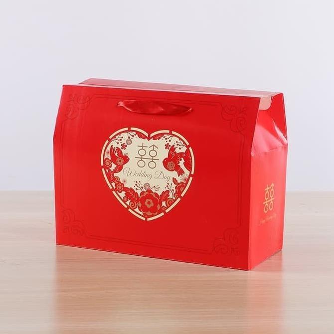 

Box hampers Merah Model Tas 26 * 12 / Kotak Sovenir Sangjit