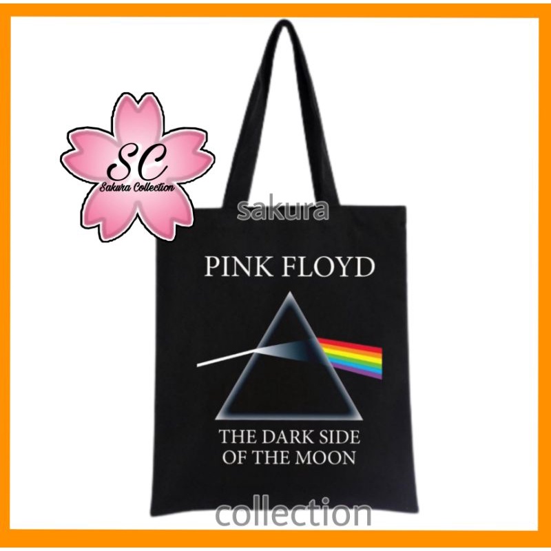 TOTE BAG PINK FLYOD THE DARK SIDE OF THE MOON / TAS RESLETING DISTRO BAND METAL MUSIK HEAVY ROCK / TAS PRIA WANITA