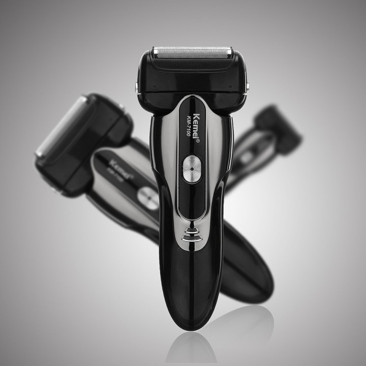 KEMEI KM-7100 IPX6 Waterproof Floating 3 Heads Electric Shaver Razor Trimmer Mustache Clipper