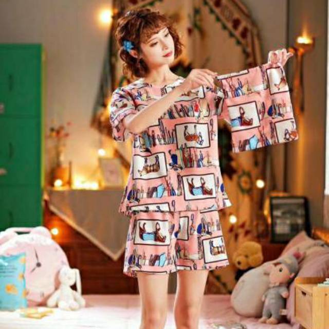 Setelan hotpants import hermes