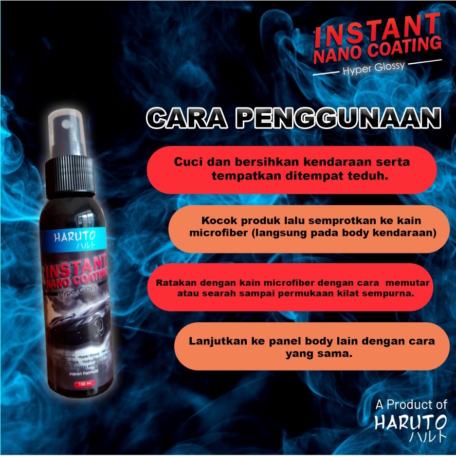 Instant nano coating by haruto pengilap hyper glossy untuk body motor dan mobil 100ml