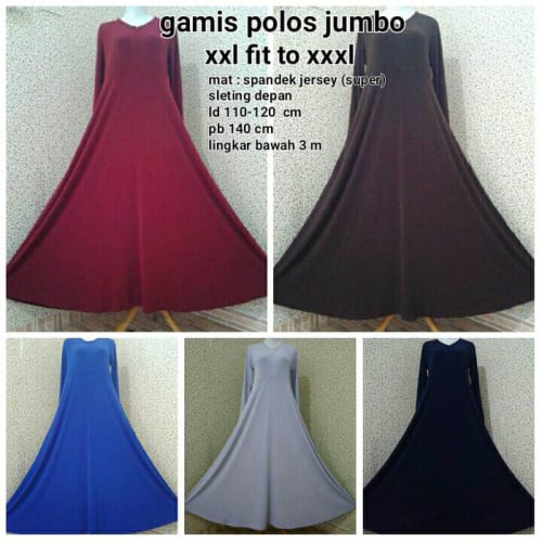 Unik gamis polos jumbo/gamis syari/gamis modern/gamis jumbo/gamis murah - Hitam, XL Murah