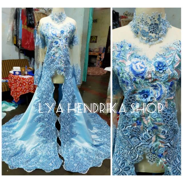 Kebaya pengantin+ekor full tumpal