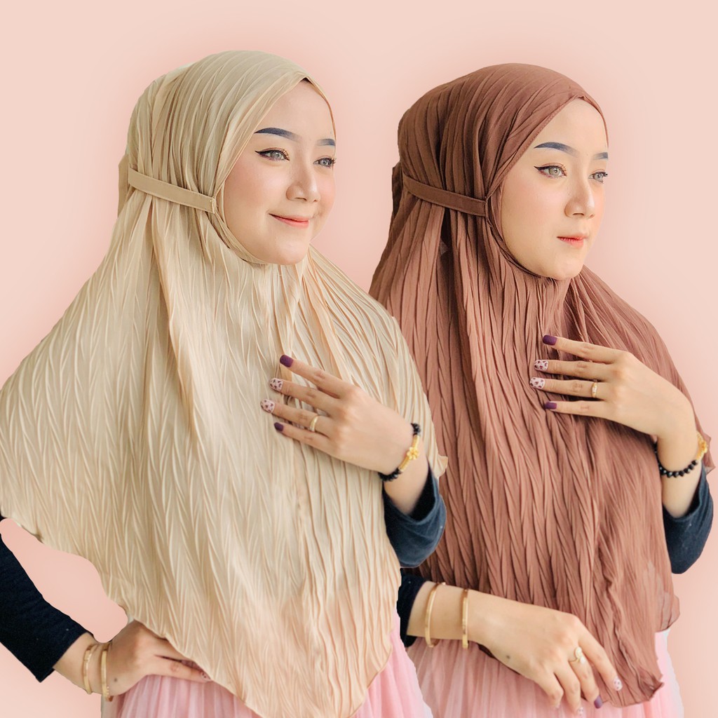 Hijab Bergo Plisket full Padi Khumaira Jilbab Maryam Plisket-1