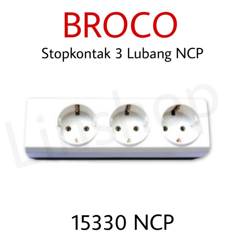 BROCO STOPKONTAK 3 LUBANG PUTIH 15330. BROCO STOPKONTAK ARDE NCP 3 LUBANG 1533055