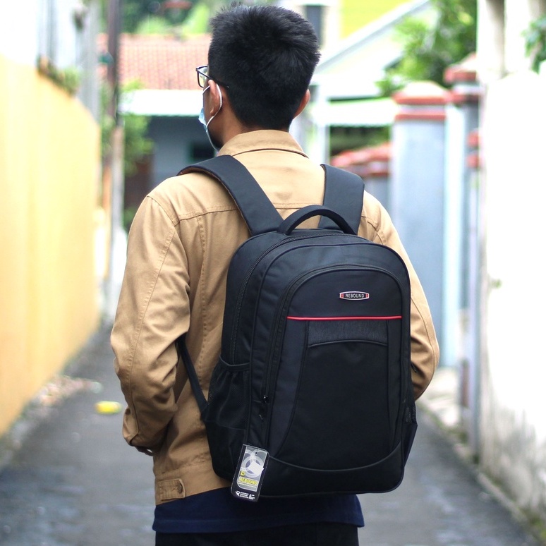 Obral Tas Backpack Pria SMP SMA Cowok Ransel Gendong Hitam Polo Berkualitas