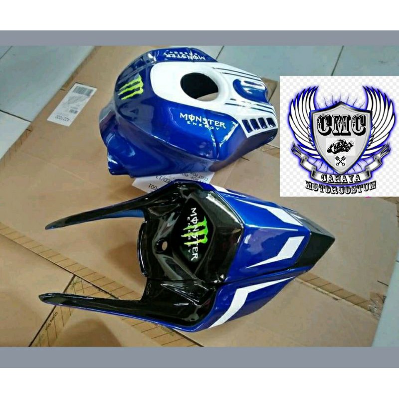 Paketan body r15v2 model r6new cover tangki r15v2 model r1m biru lis putih hitam