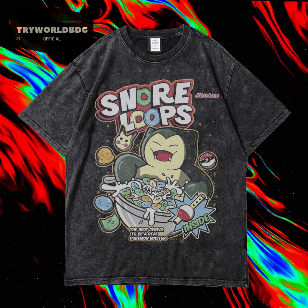 TRYWORLDBDG OFFICIAL "SNORLAX" KAOS OVERSIZED | KAOS WASHED | STONE WASH | KAOS KARTUN | OVERSIZED T