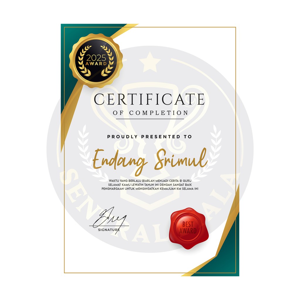 

Kado Hari Tahun Baru or Newyears Day Certificate